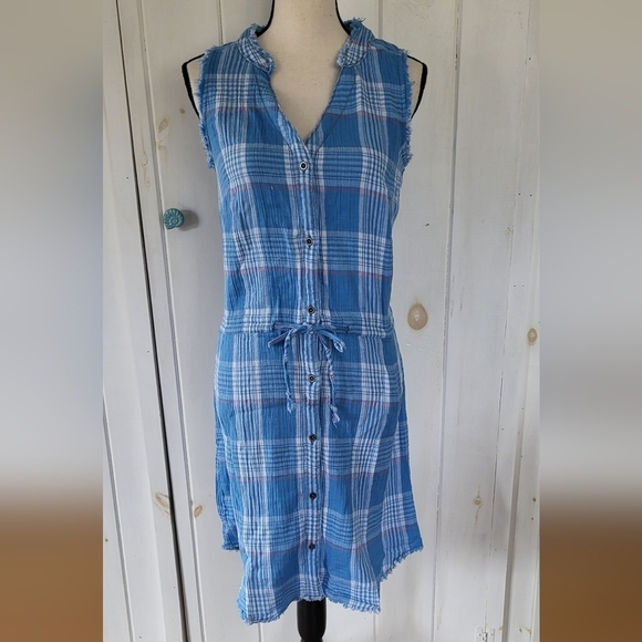 Hatley Gemma Storm Plaid Cotton Button-front Dress - Picture 1 of 9